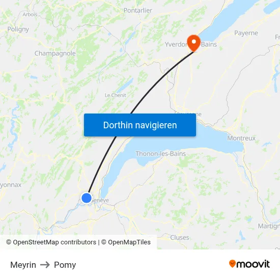 Meyrin to Pomy map