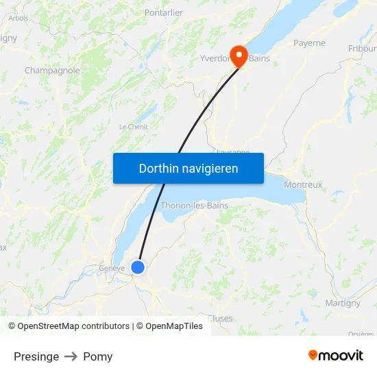 Presinge to Pomy map