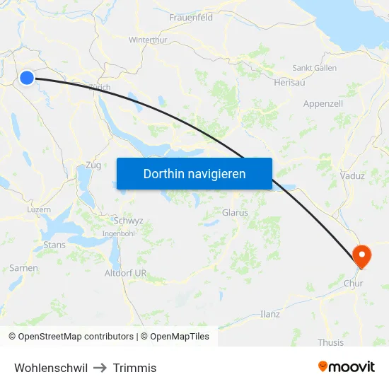 Wohlenschwil to Trimmis map