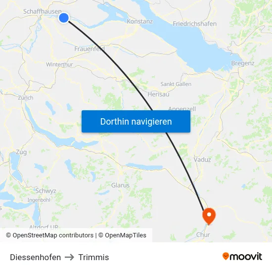 Diessenhofen to Trimmis map