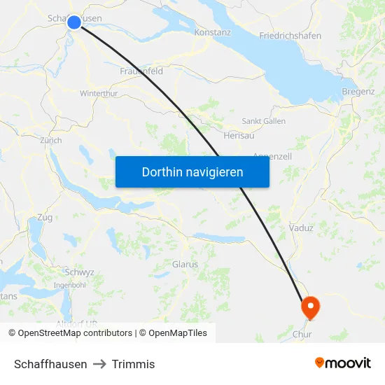 Schaffhausen to Trimmis map