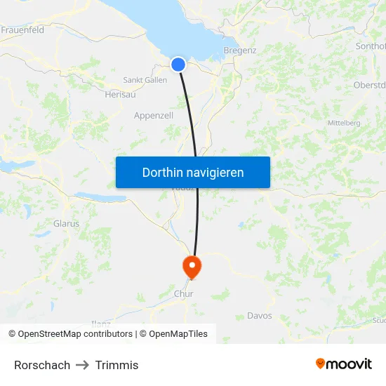 Rorschach to Trimmis map