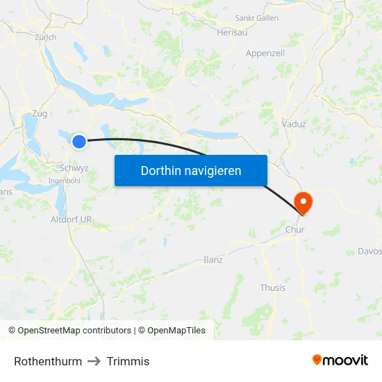 Rothenthurm to Trimmis map