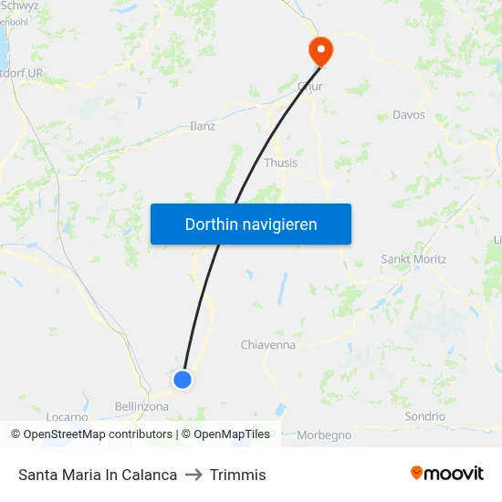 Santa Maria In Calanca to Trimmis map