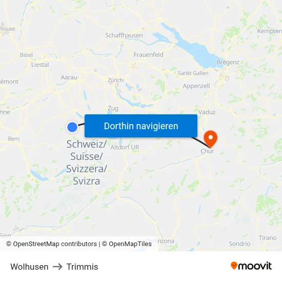 Wolhusen to Trimmis map