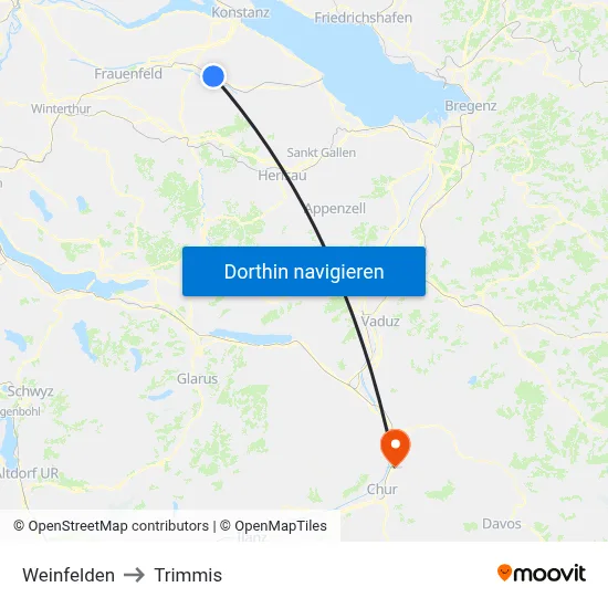 Weinfelden to Trimmis map
