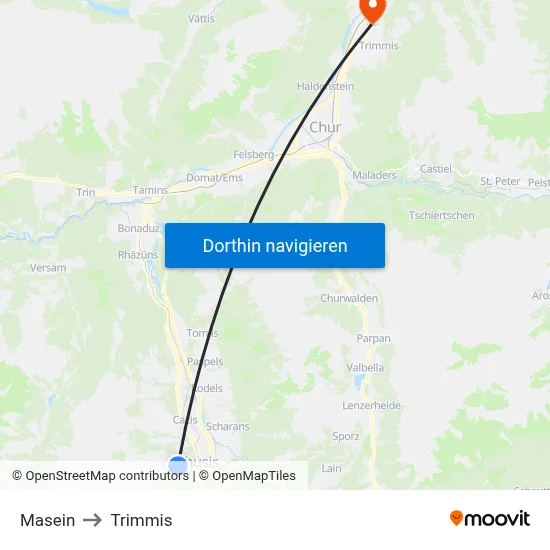 Masein to Trimmis map