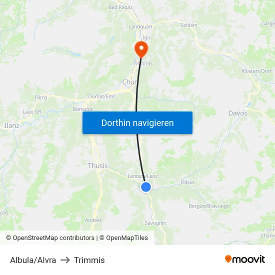 Albula/Alvra to Trimmis map