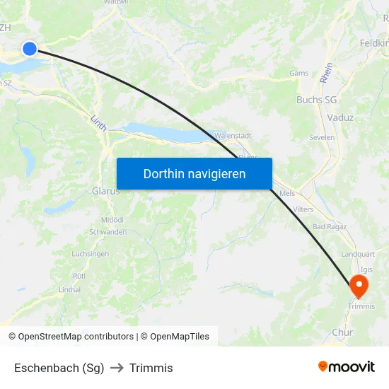 Eschenbach (Sg) to Trimmis map