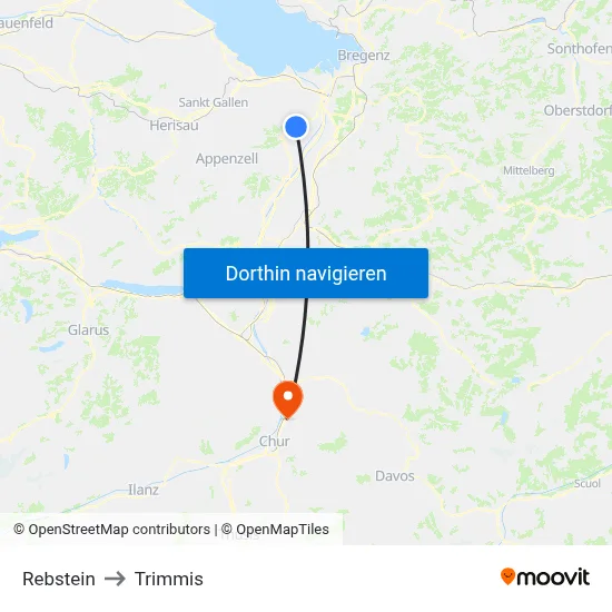 Rebstein to Trimmis map
