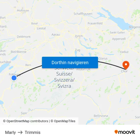 Marly to Trimmis map