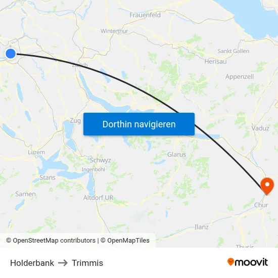 Holderbank to Trimmis map
