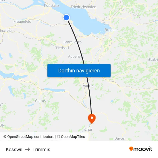 Kesswil to Trimmis map