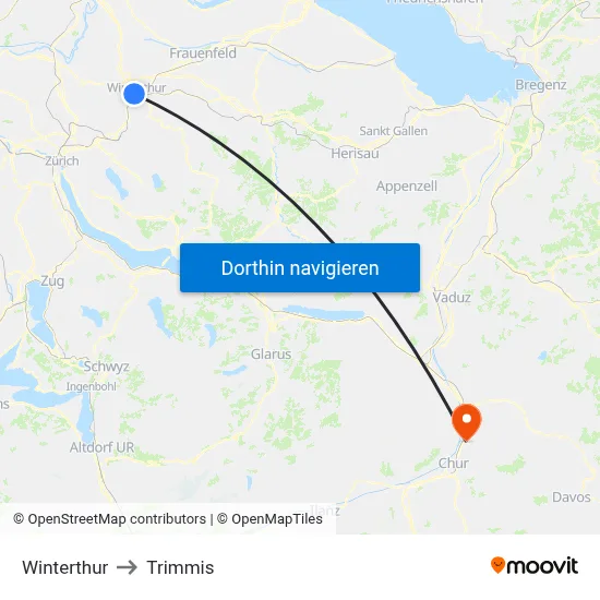 Winterthur to Trimmis map