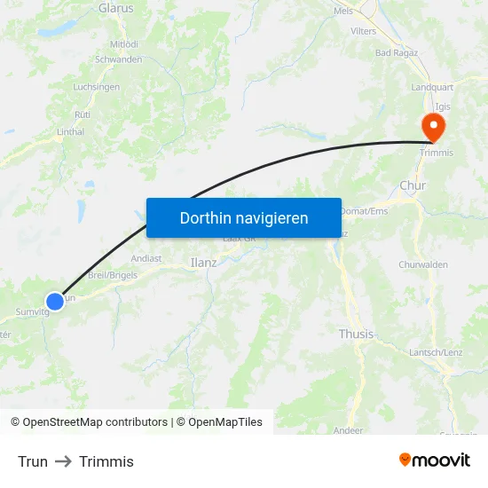 Trun to Trimmis map