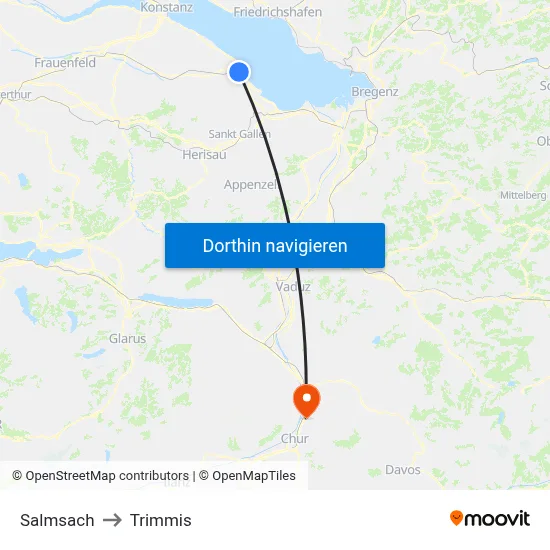 Salmsach to Trimmis map