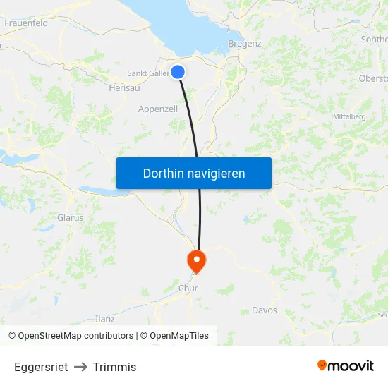 Eggersriet to Trimmis map