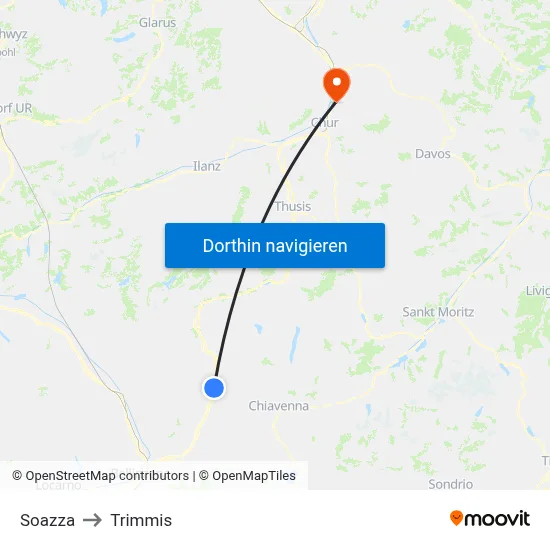 Soazza to Trimmis map