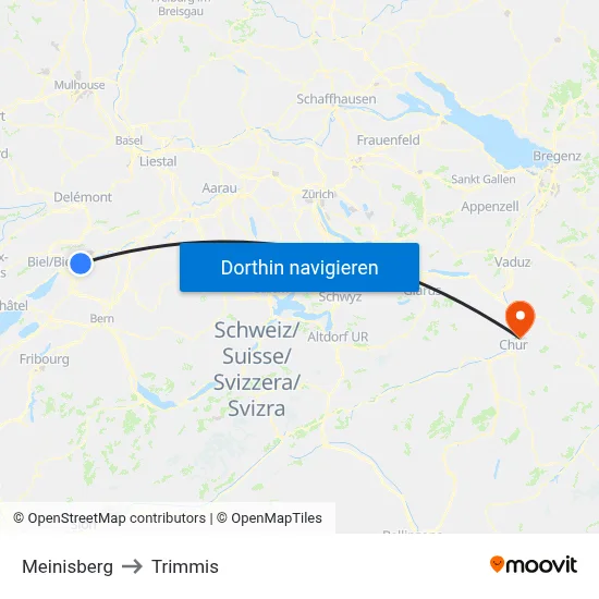 Meinisberg to Trimmis map