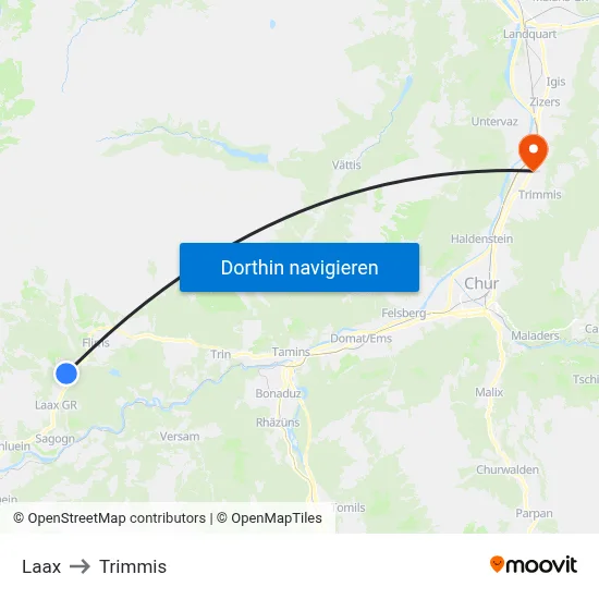 Laax to Trimmis map