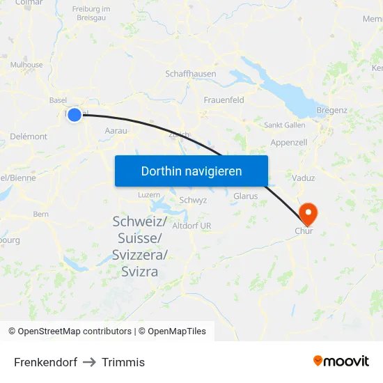 Frenkendorf to Trimmis map
