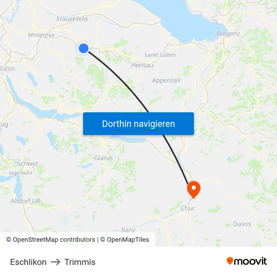 Eschlikon to Trimmis map