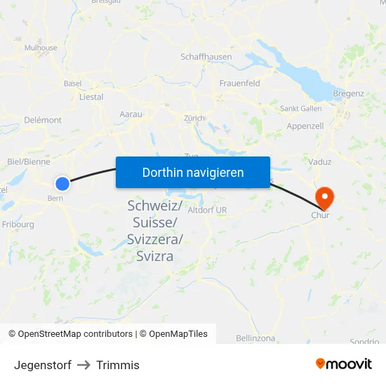 Jegenstorf to Trimmis map