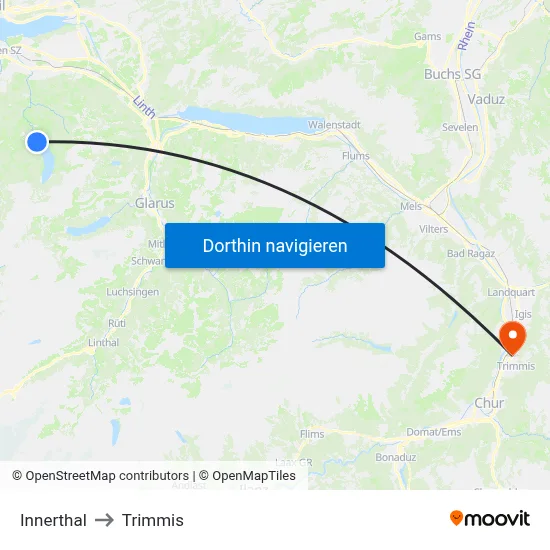 Innerthal to Trimmis map