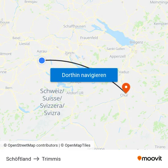 Schöftland to Trimmis map