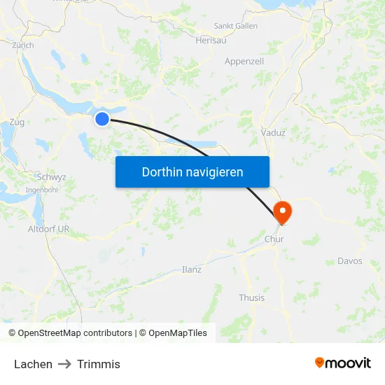 Lachen to Trimmis map