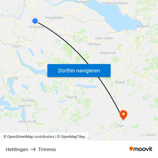 Hettlingen to Trimmis map