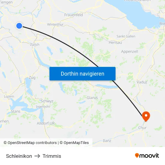 Schleinikon to Trimmis map