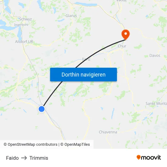 Faido to Trimmis map