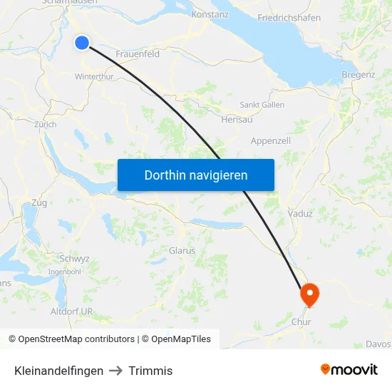 Kleinandelfingen to Trimmis map
