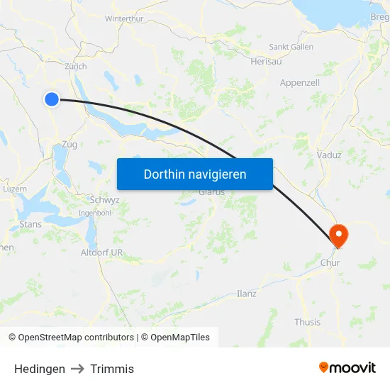 Hedingen to Trimmis map