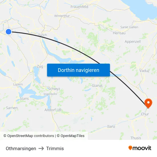 Othmarsingen to Trimmis map