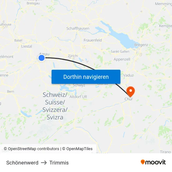Schönenwerd to Trimmis map