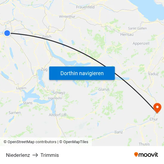 Niederlenz to Trimmis map