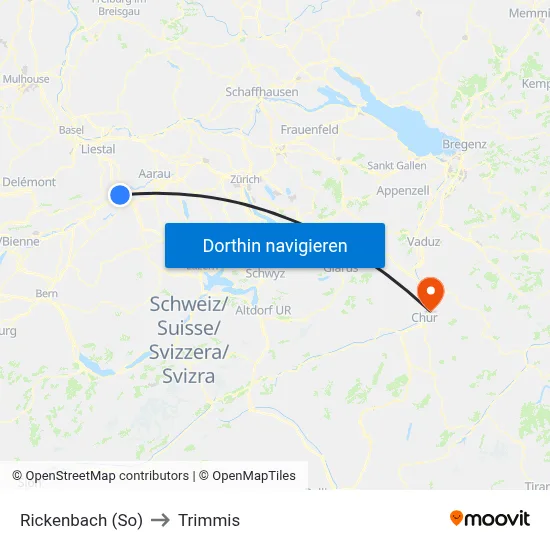 Rickenbach (So) to Trimmis map