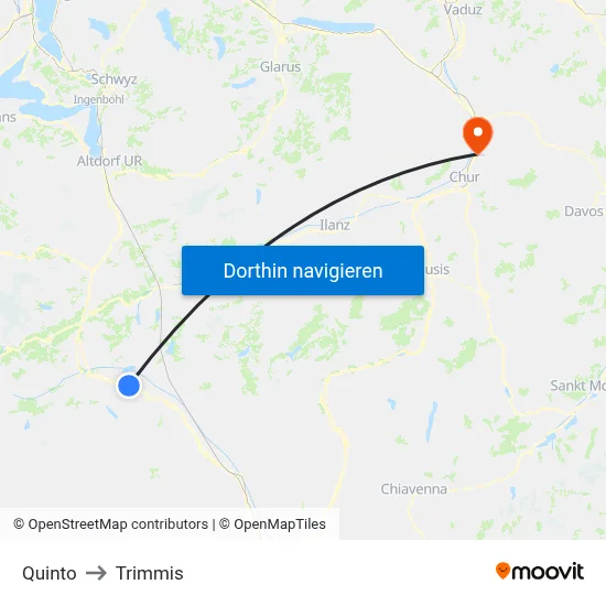 Quinto to Trimmis map
