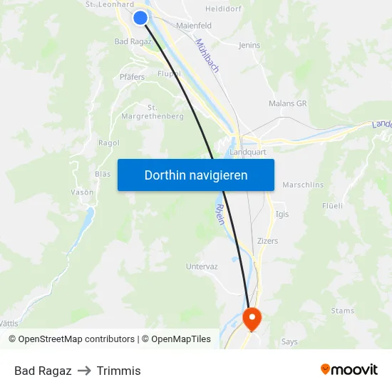 Bad Ragaz to Trimmis map