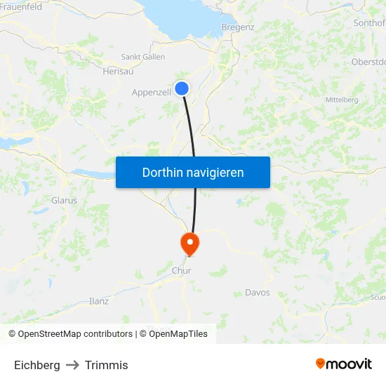 Eichberg to Trimmis map