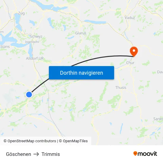 Göschenen to Trimmis map