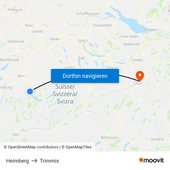 Heimberg to Trimmis map