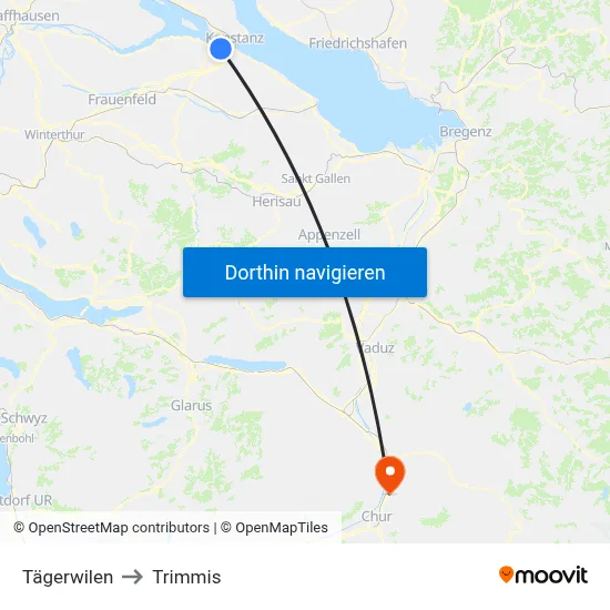 Tägerwilen to Trimmis map