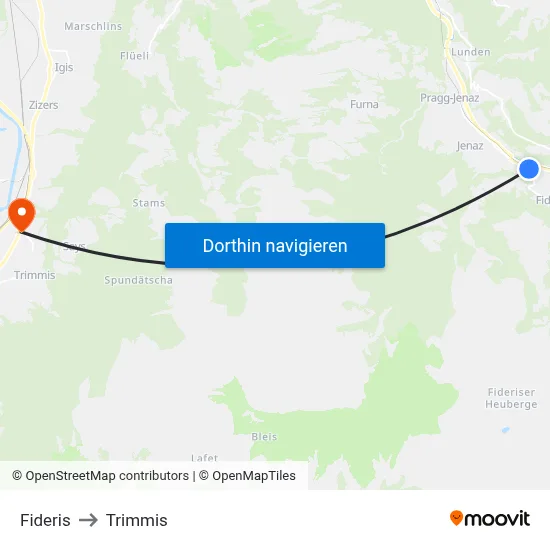 Fideris to Trimmis map