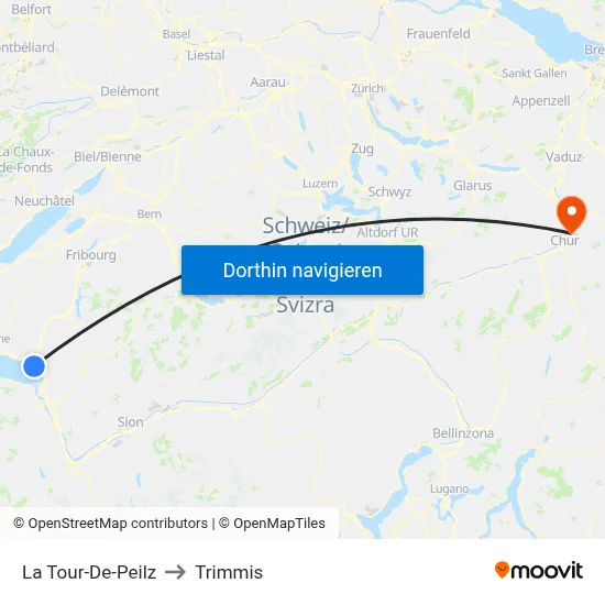 La Tour-De-Peilz to Trimmis map