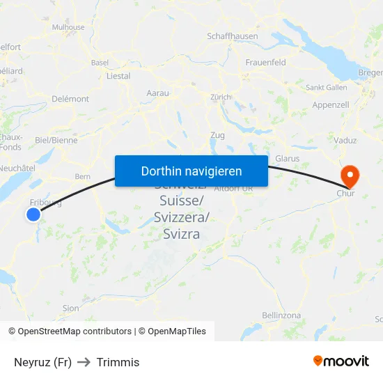 Neyruz (Fr) to Trimmis map