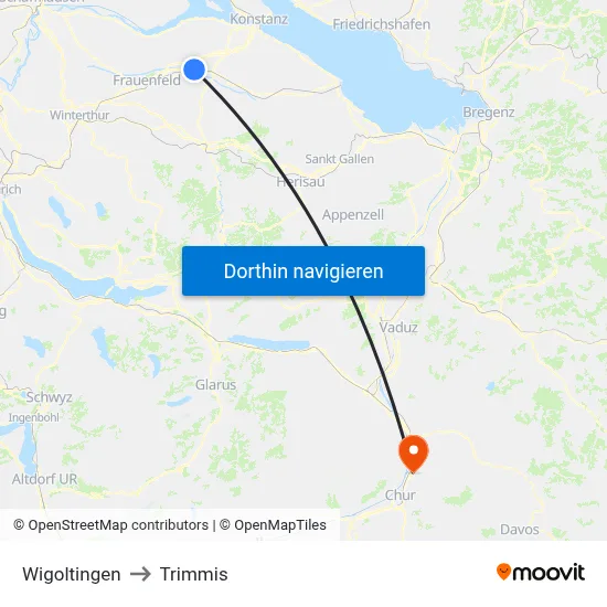 Wigoltingen to Trimmis map