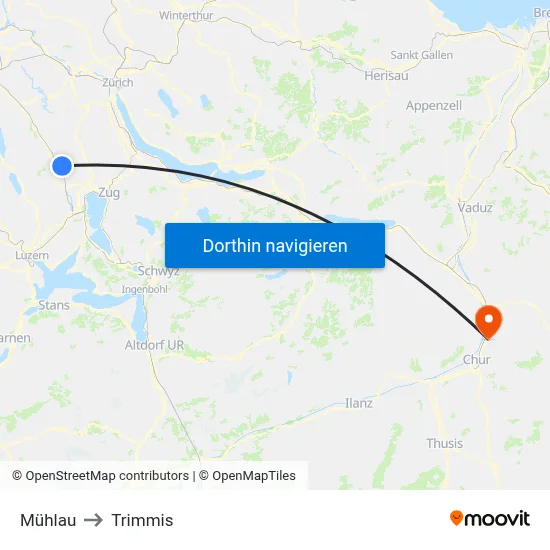 Mühlau to Trimmis map